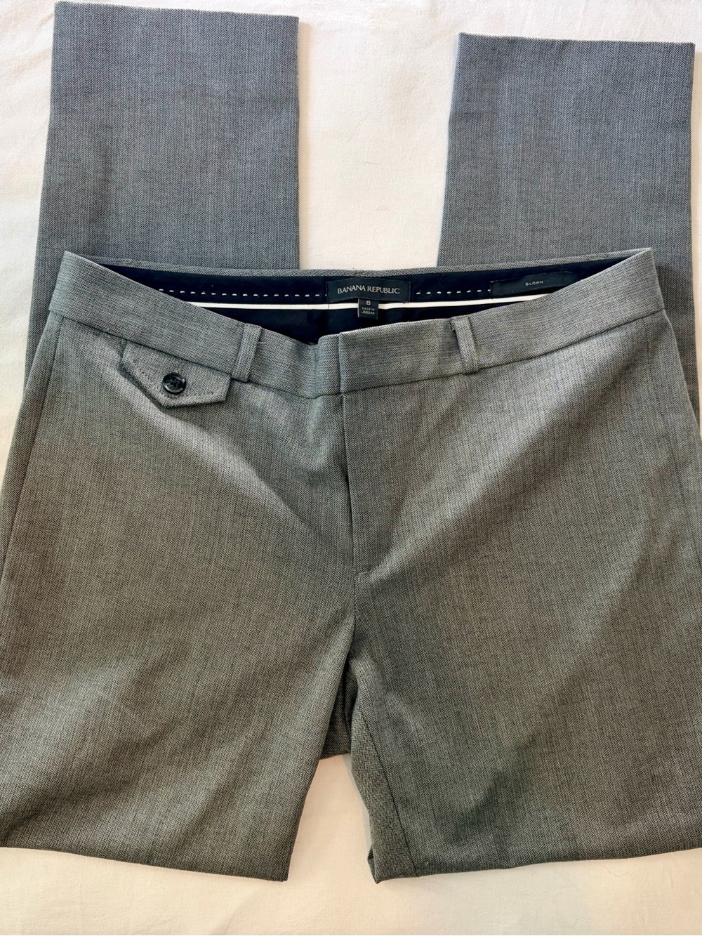 Banana Republic Black and White Herringbone Pattern Tailored Dress Pants